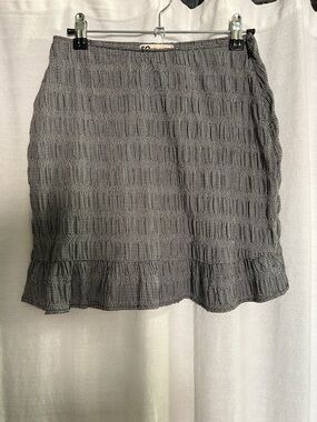 SO Black and White Checked Mini Skirt with Ruffle Hem